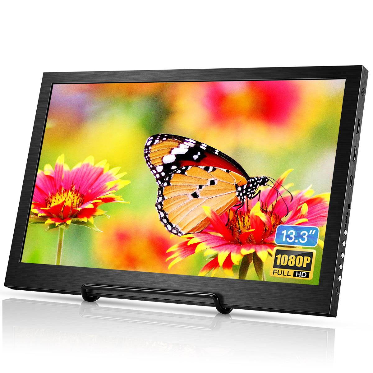 Eyoyo 13.3 inch Portable Monitor HDMI Input Gaming Monitor 1080P HDR IPS Display Compatible with PS3 PS4 Xbox One Xbox 360 Raspberry Pi Wii U Laptop PC DVR w/ Dual Speaker
