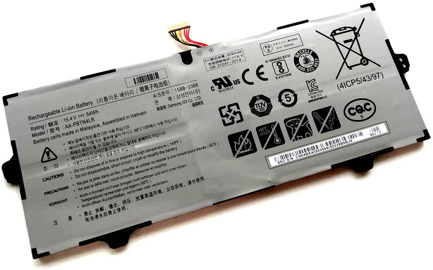 15.4V 54Wh AA-PBTN4LR AA-PBTN4LR-05 Battery For Samsung NP940X5M NP940X5M-X01US NP940X3M-K02US BA43-00386A NT930SBV NT950SBE-K38 NT930SBE NT950QAA Series
