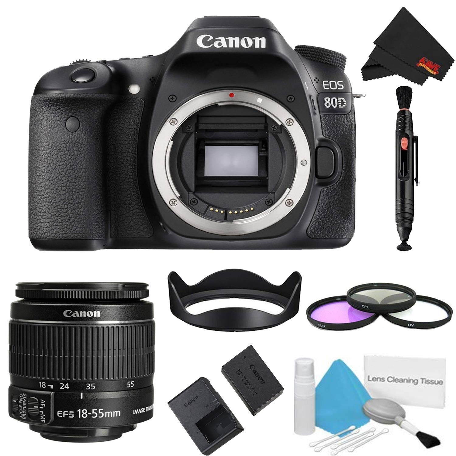 Canon EOS 80D DSLR Camera Body Only 3 Piece Filter Bundle (Intl Model)