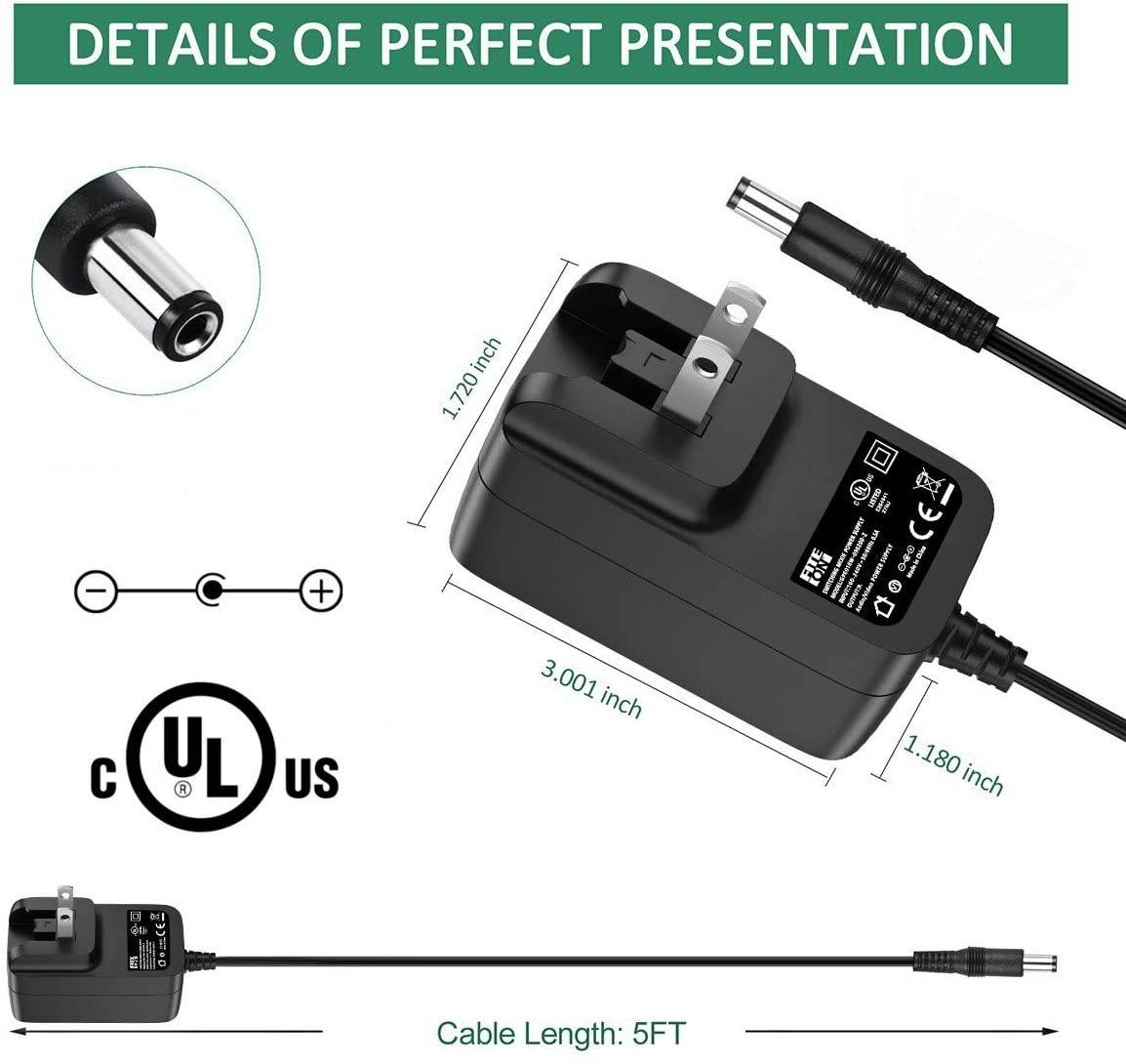 FITE ON UL Listed 5V 5 Volt 5VDC Output AC Adapter Power Supply Wall Cable Charger Power Cord for Coby Kyros MID7024-4G MID8024-4G Android Internet Tablet PC(Not 9V)