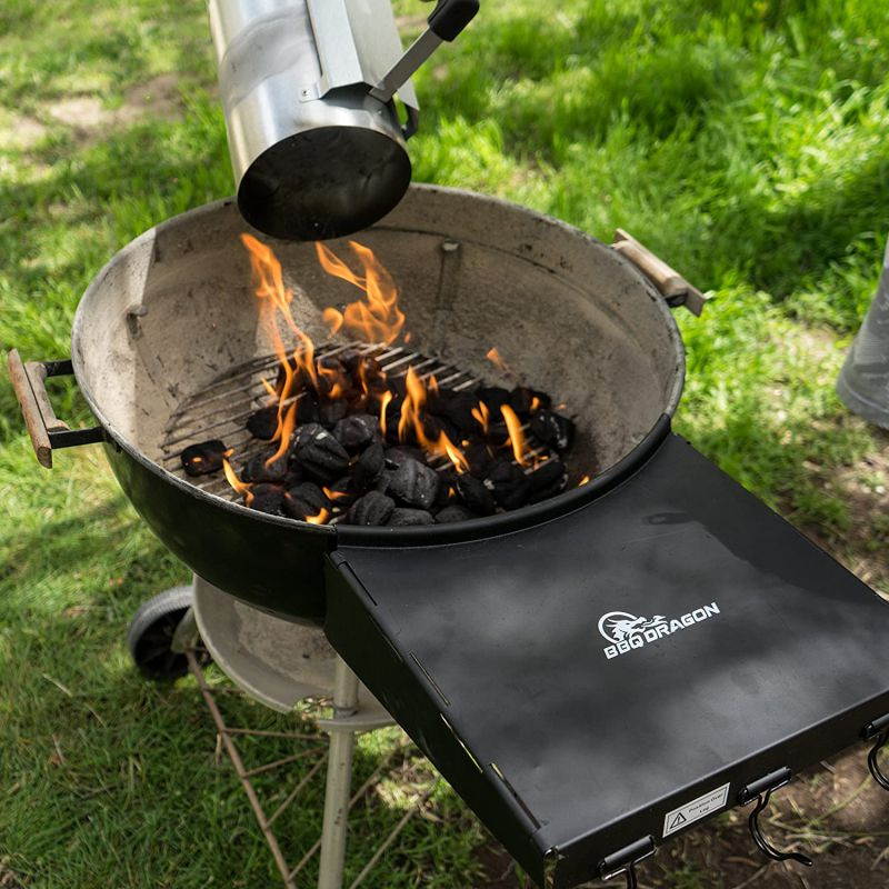 Grill Table Fits 22" Weber Charcoal Grills, Weber Grill Table, Weber Kettle Grill Accessories, BBQ Dragon Steel BBQ Table Folds to Store inside Barbecue Grill