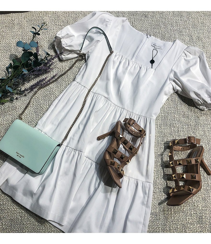 Eliza J Mock Halter High Neck Tiered Midi Dress