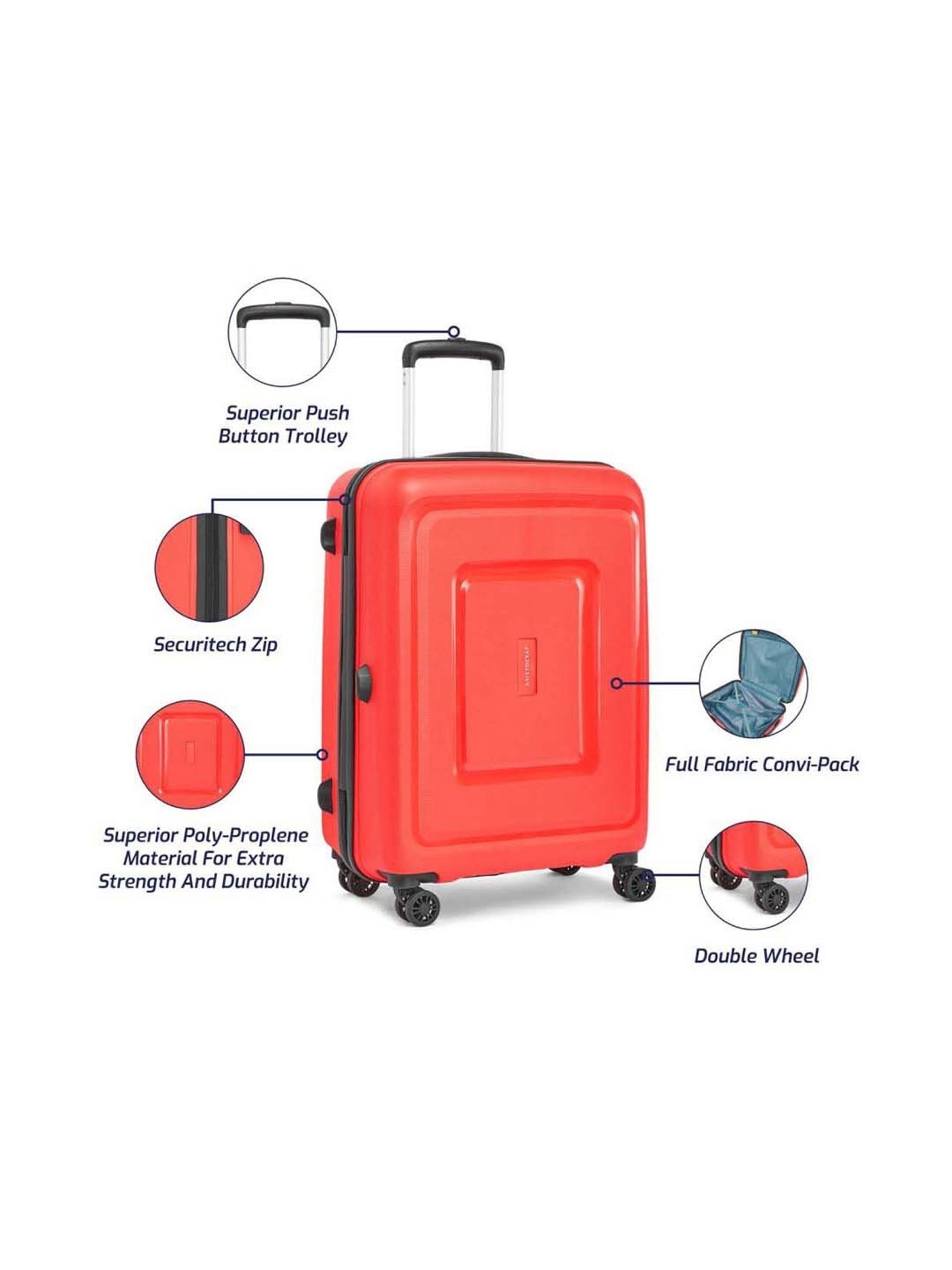 Aristocrat Endeavour Fiery Red TextuFiery Red Hard Medium Trolley Bag - 48 cm