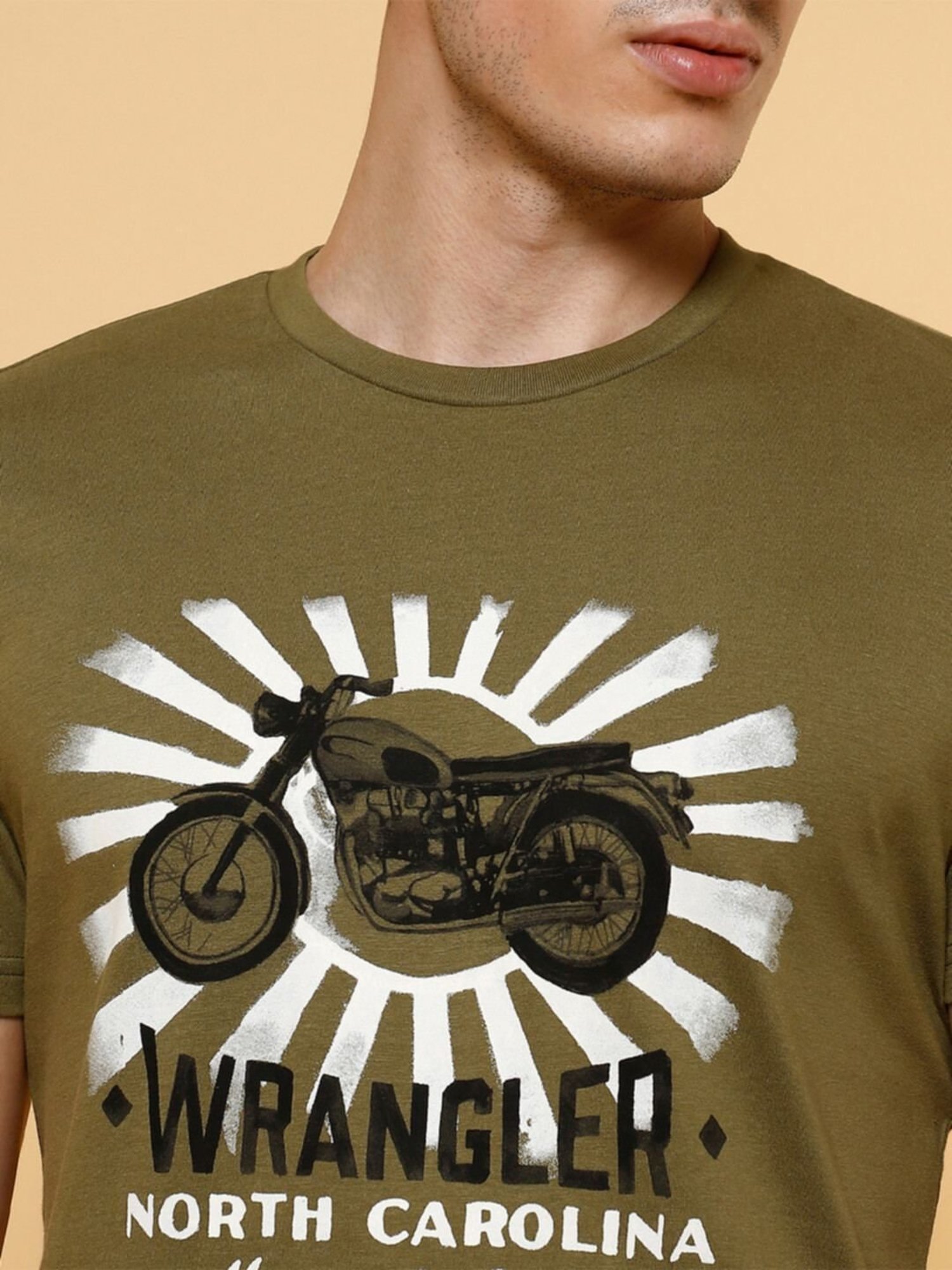 Wrangler Winter Moss Cotton Regular Fit Printed T-Shirt