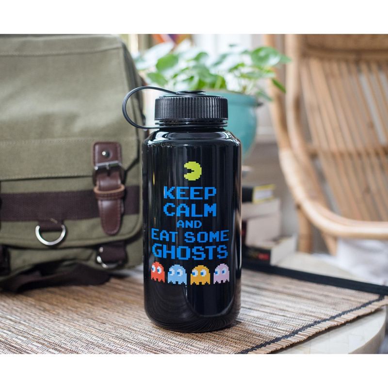 Just Funky Pac-Man "Keep Calm and Eat Some Ghosts" Plastic Water Bottle | Holds 32 Ounces