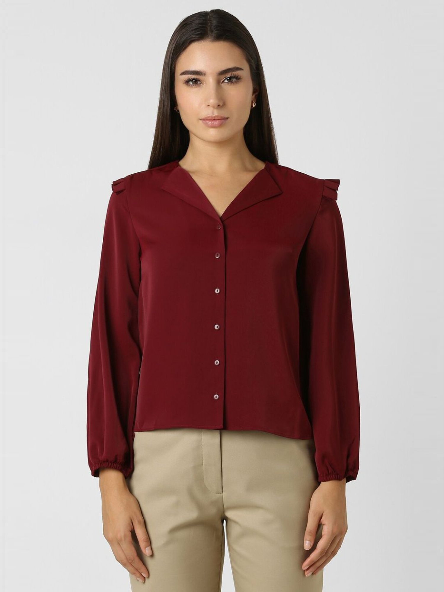 Van Heusen Maroon Plain Formal Shirt
