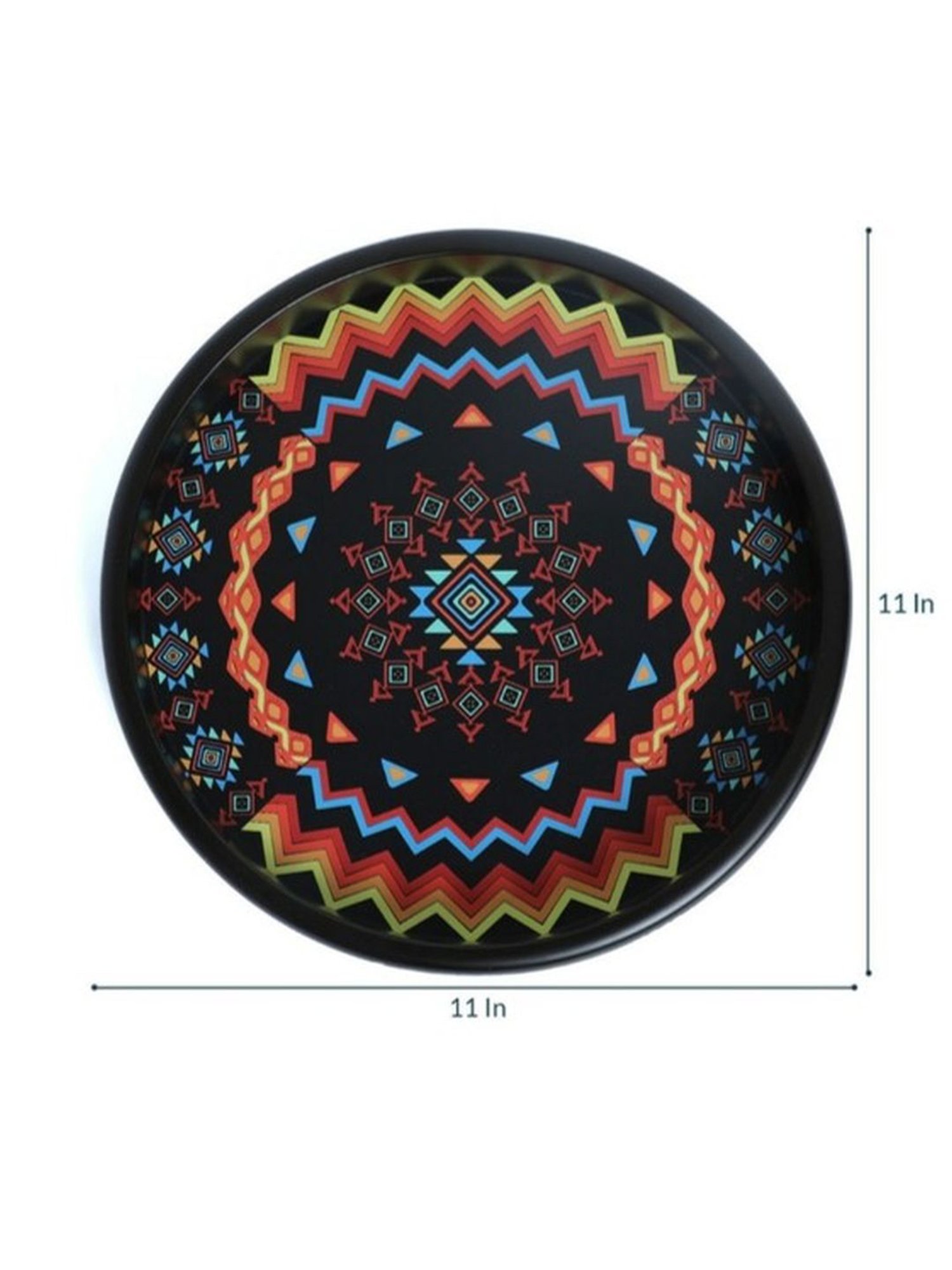 Crayton Geometric Round MDF Serving Tray - Set of 1