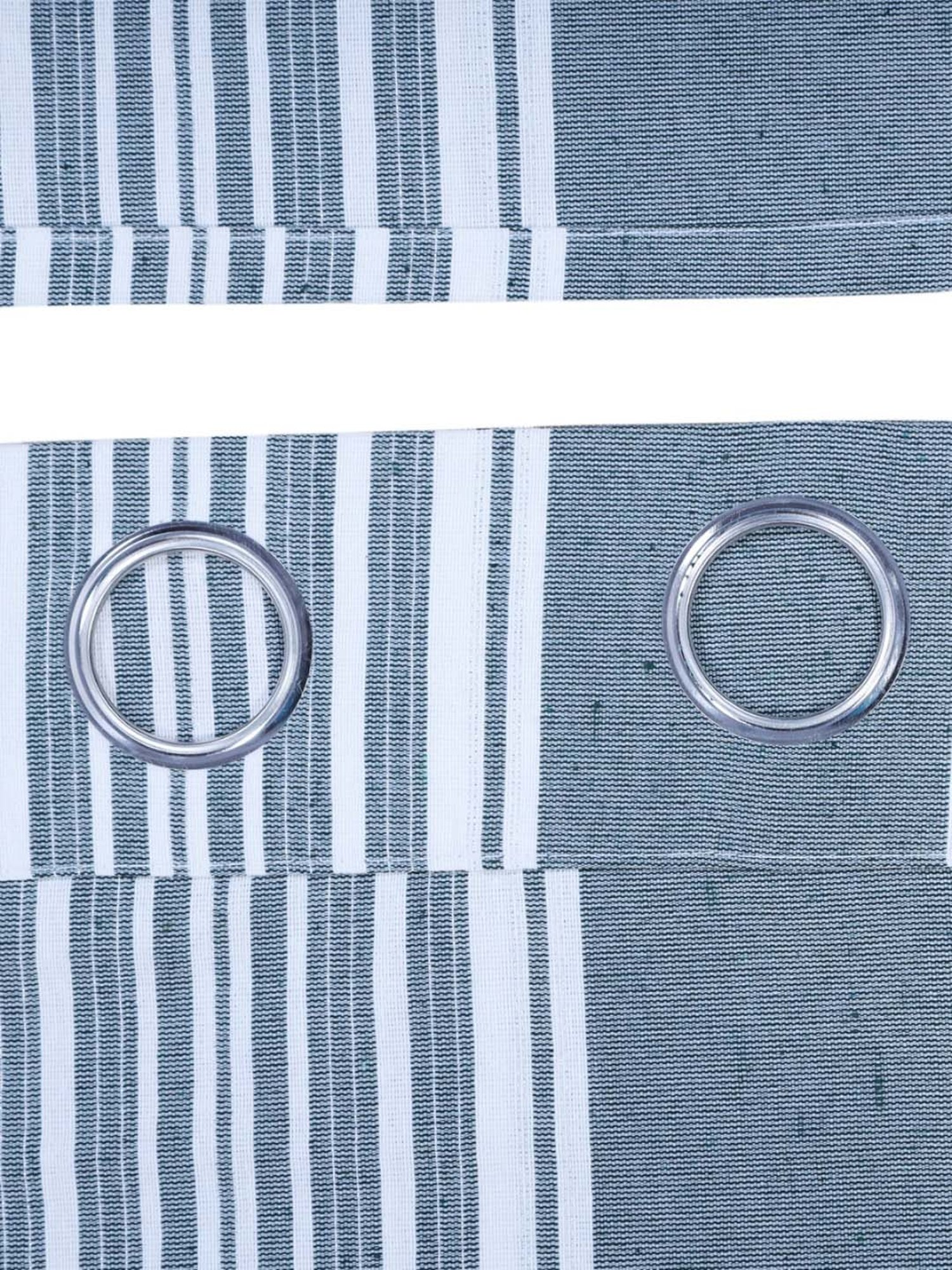 Swayam Cream & Blue Printed Faux Silk Door Curtains - Set of 2