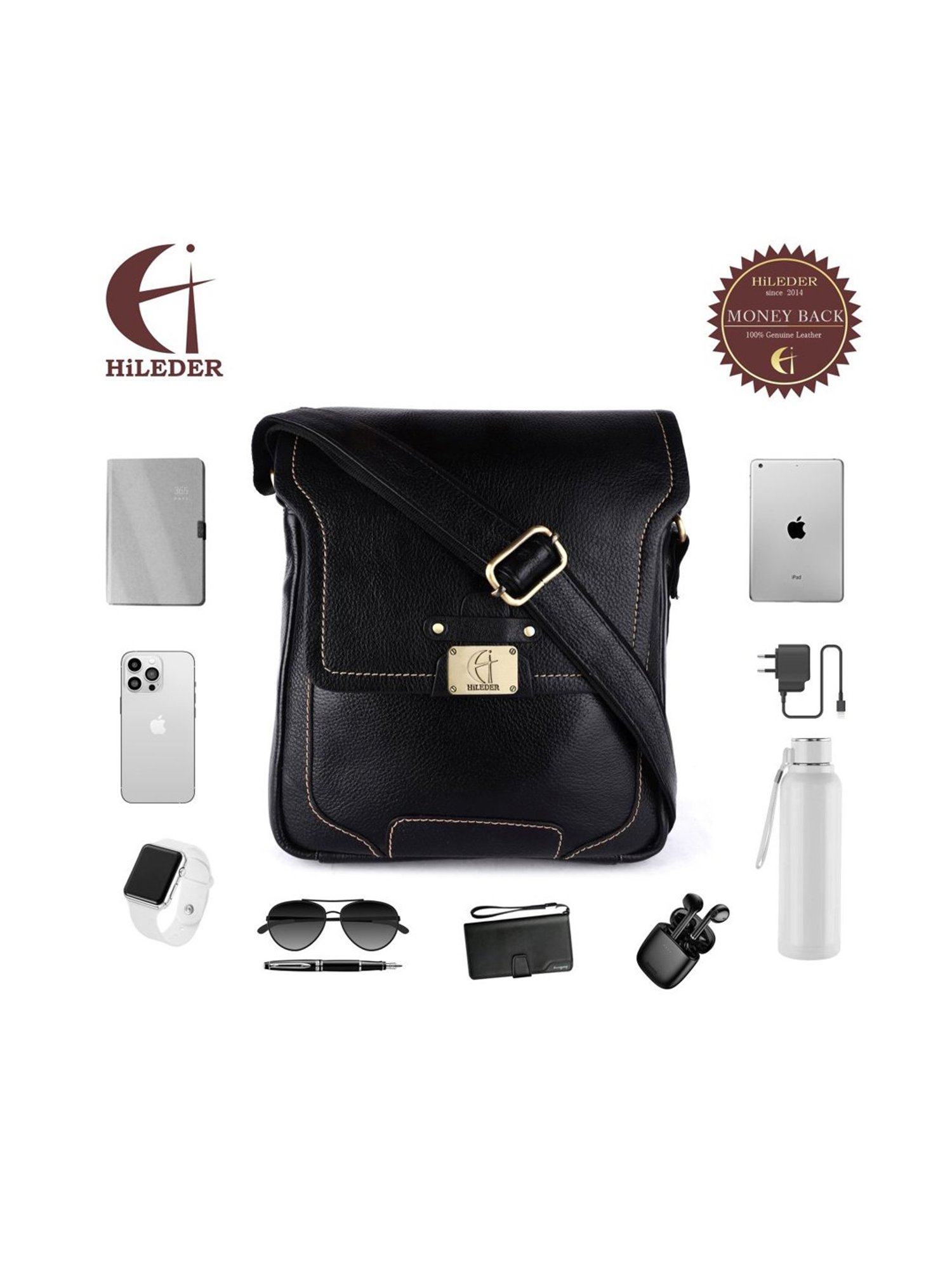 HiLEDER Black Solid Medium Cross Body Bag