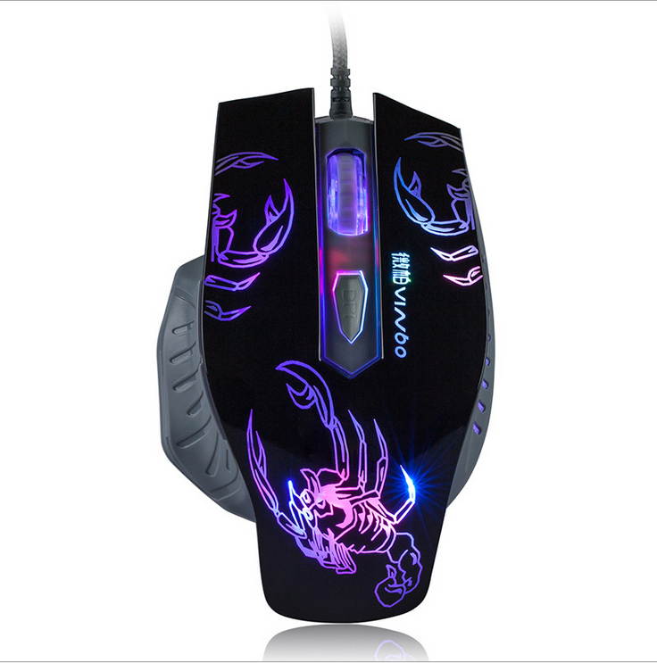 Mute 2000dpi 6 Button Wired USB 6D Wired Optical Computer Gaming Mouse LED Mice-Color Random