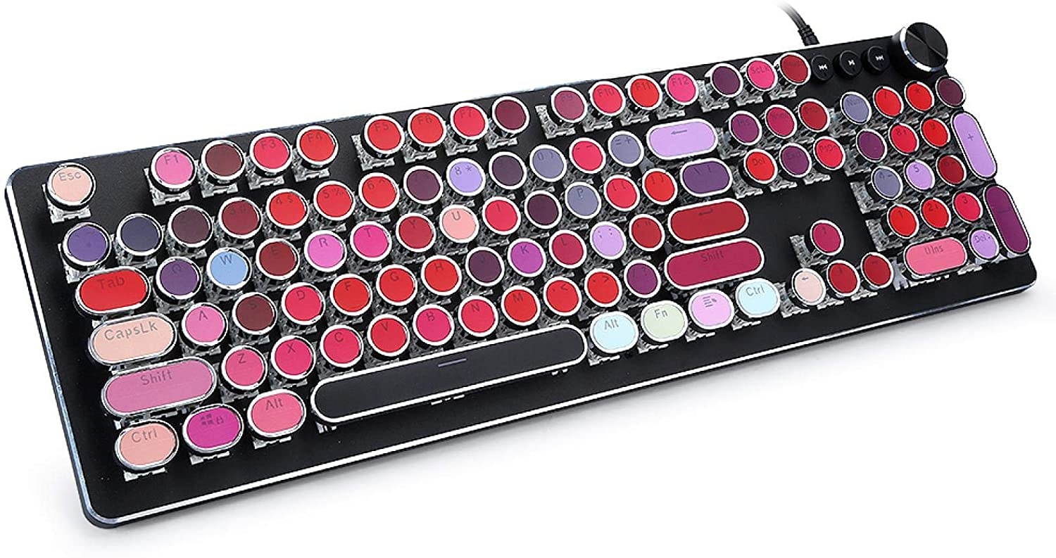 White Wired Keyboard Lipstick Keyboard Fashion Mechanical Keyboard Vintage Ergonomics Backlight Wired Keyboard for PC for Desktop for Computer