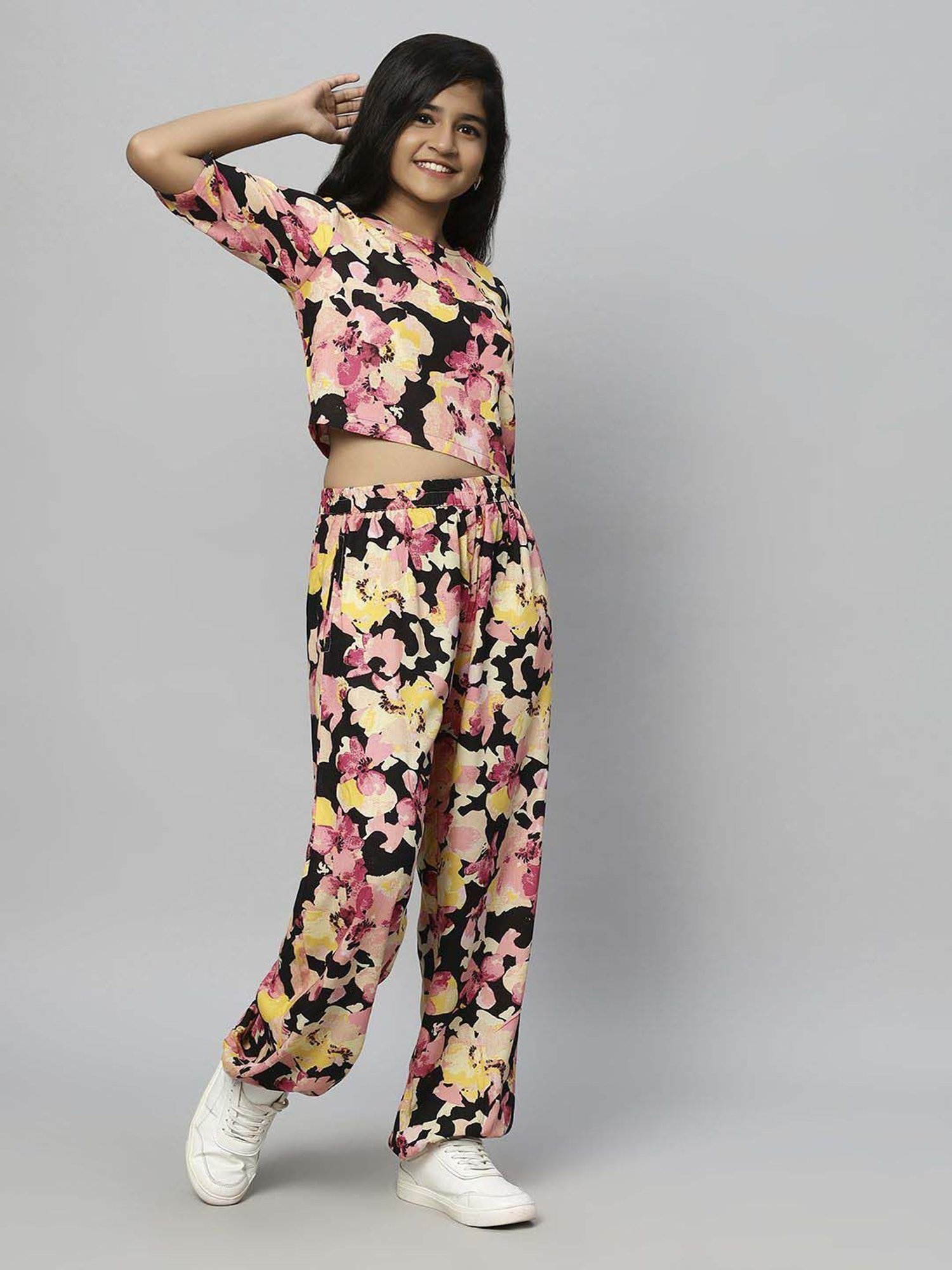 TeenTrums Kids Multicolor Floral Print Top Set