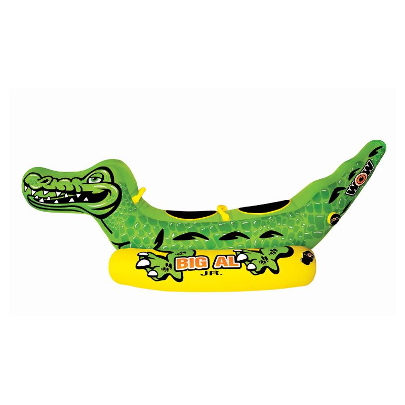 WOW Watersports Big Al Junior 2 Person Towable Inflatable Alligator Inner Tube Floating Boat Accessory with 340 Pound Capacity for Boating, Green