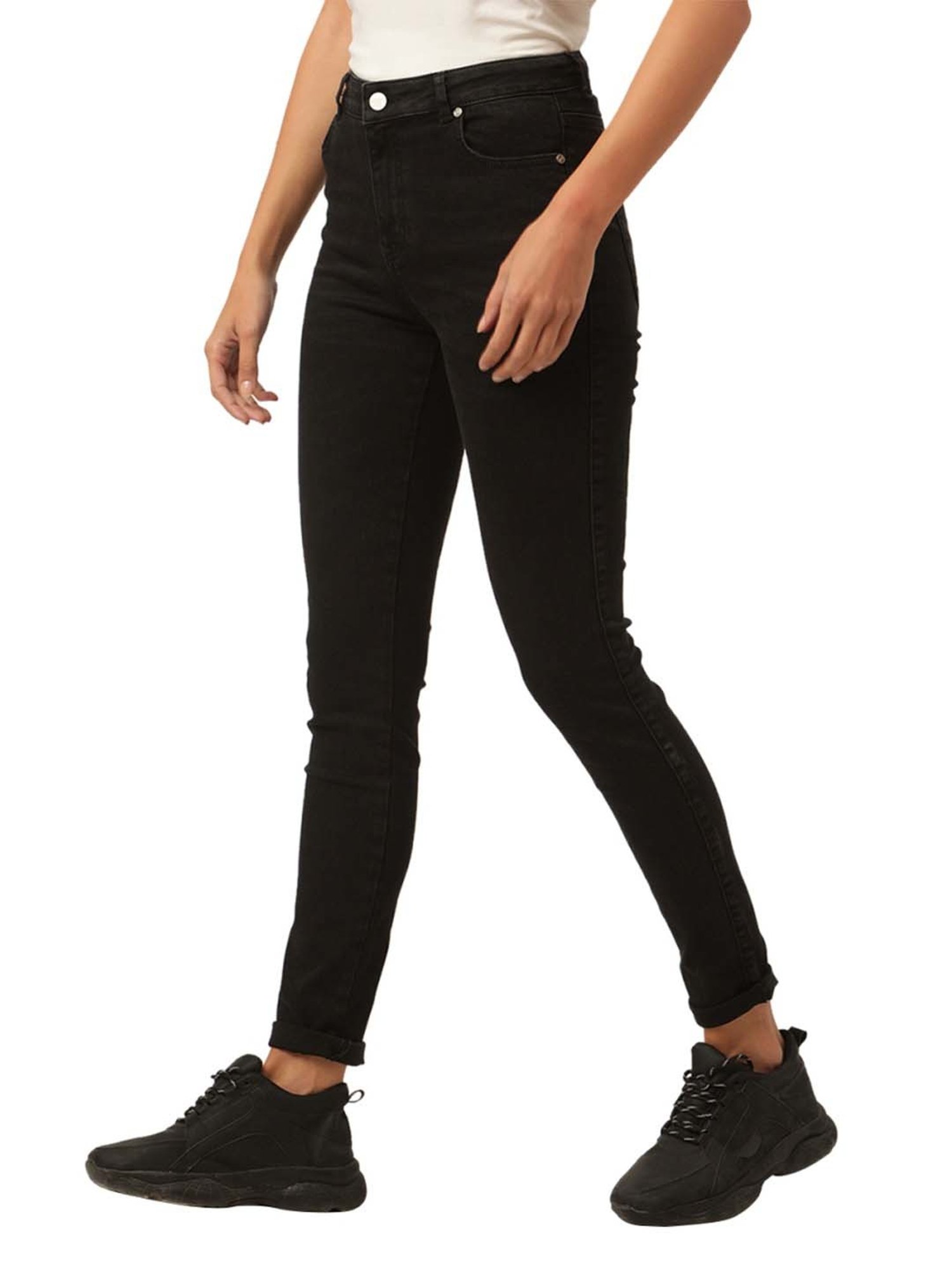 KENDALL + KYLIE Black Cotton Mid Rise Jeans