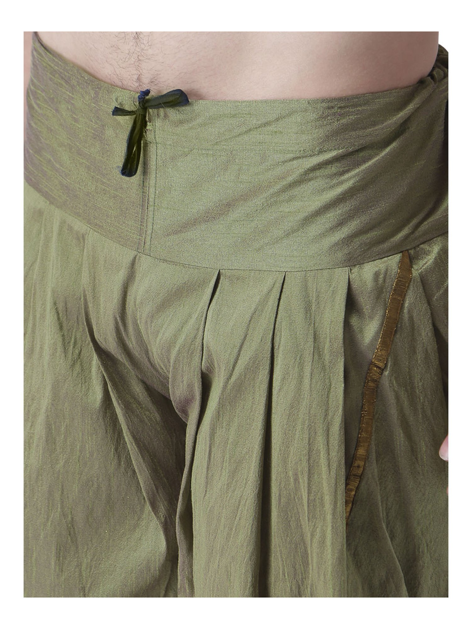 Deyann Olive Silk Regular Fit Patiala Pants