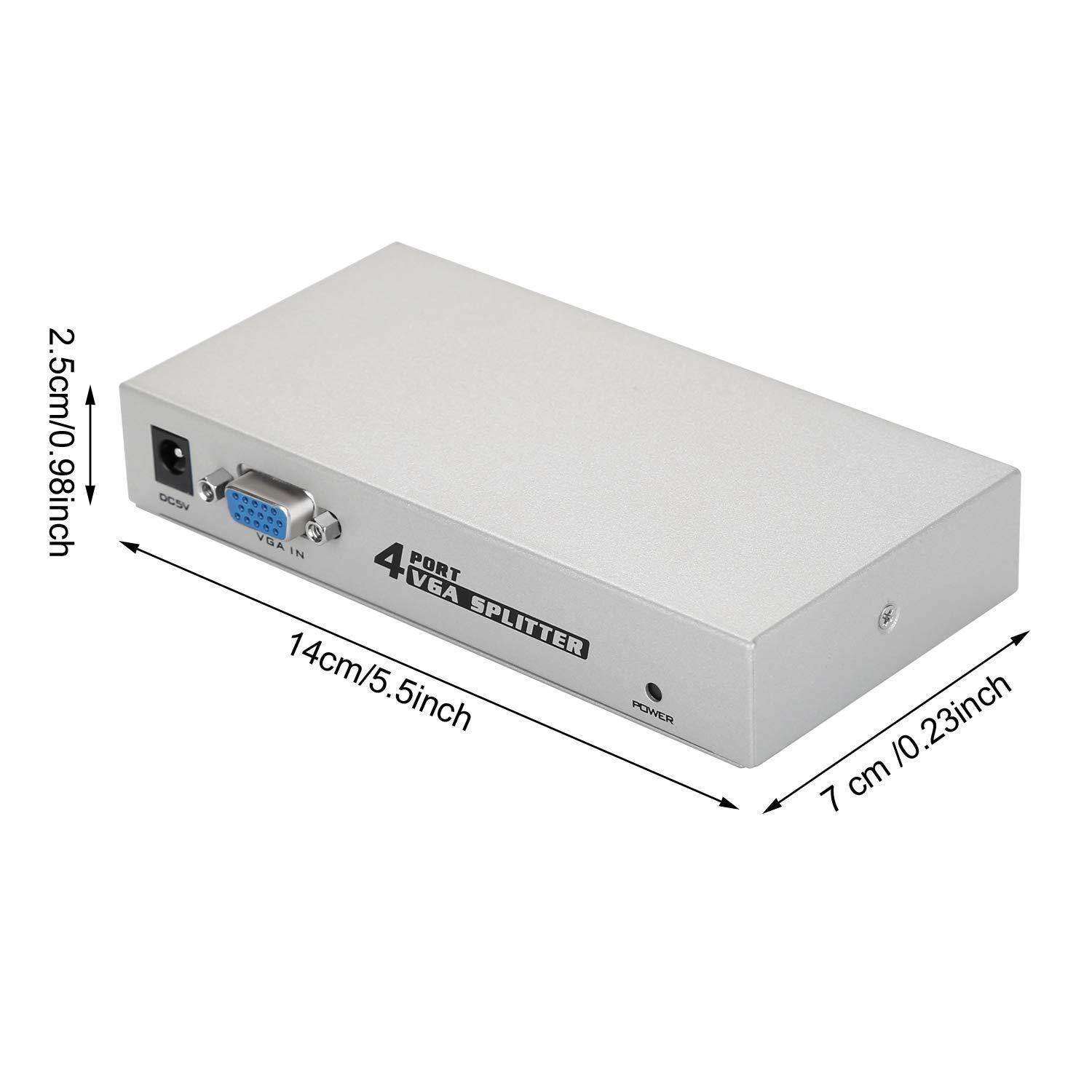 image 1 pc to 4 monitors splitter box vga/svga lcd crt 4 port video