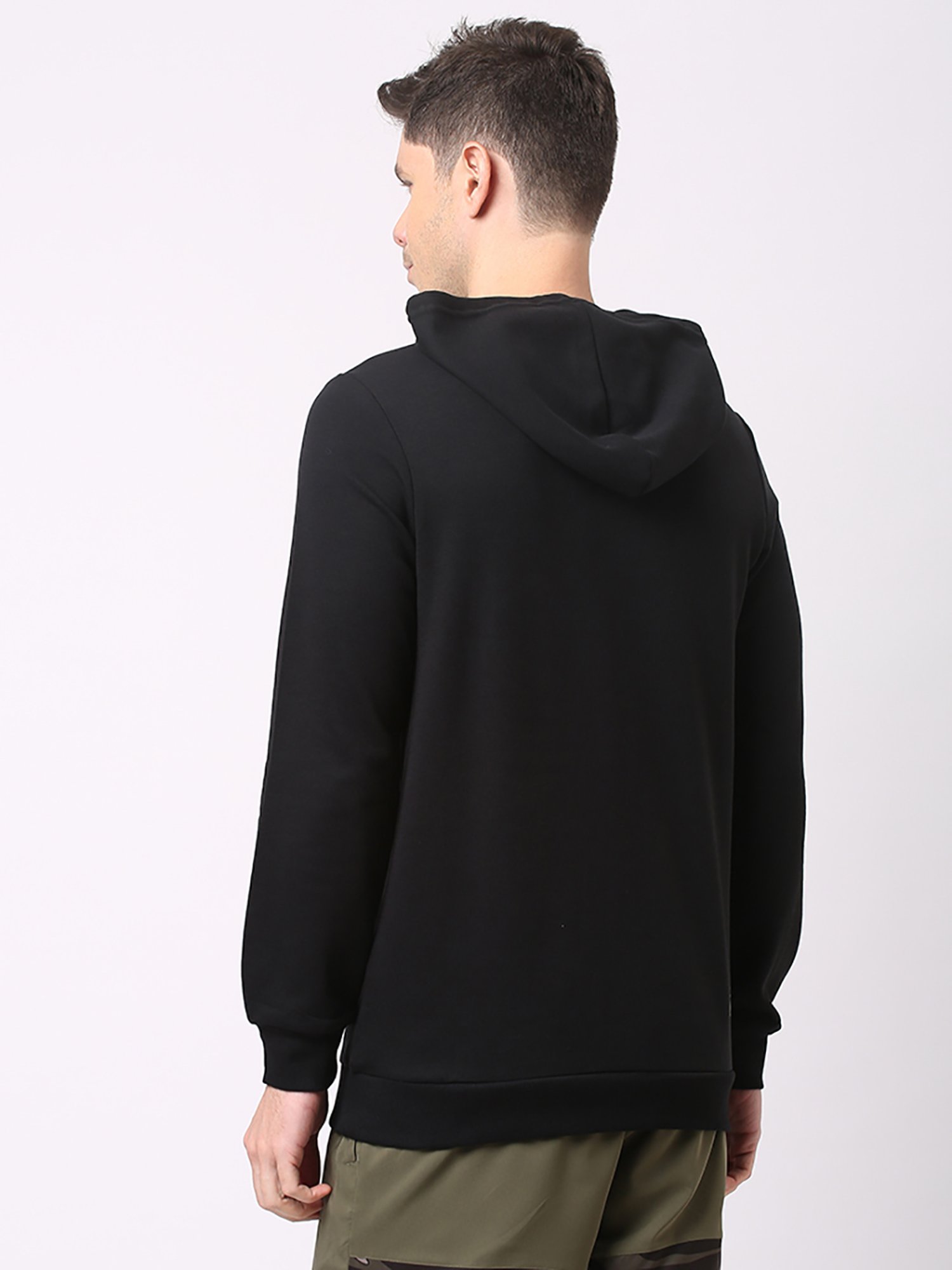 Asics Black Regular Fit Graphic Print Hooded Sweatshirt