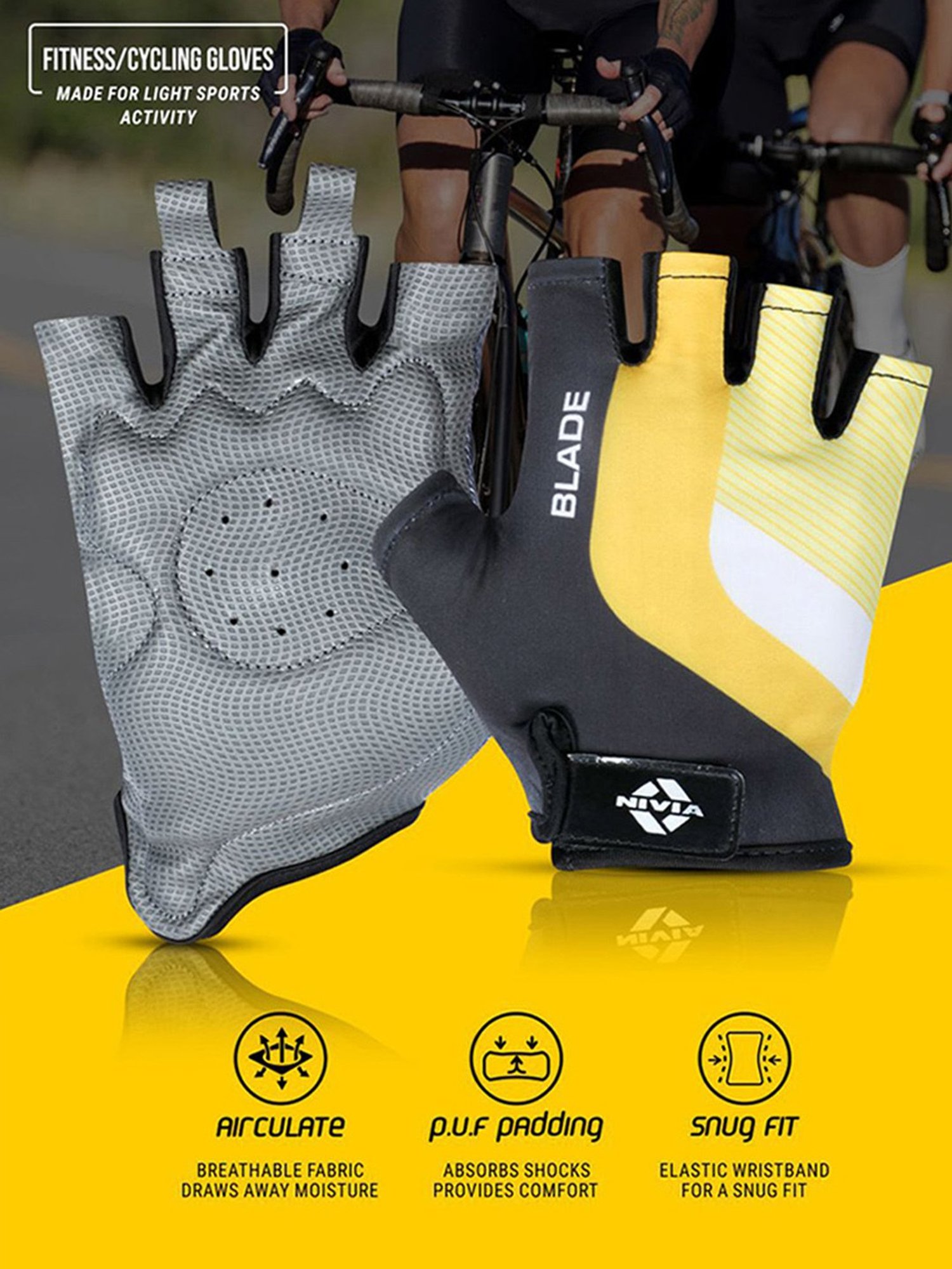 Nivia Blade Gym Glove (Yellow) Size - L2