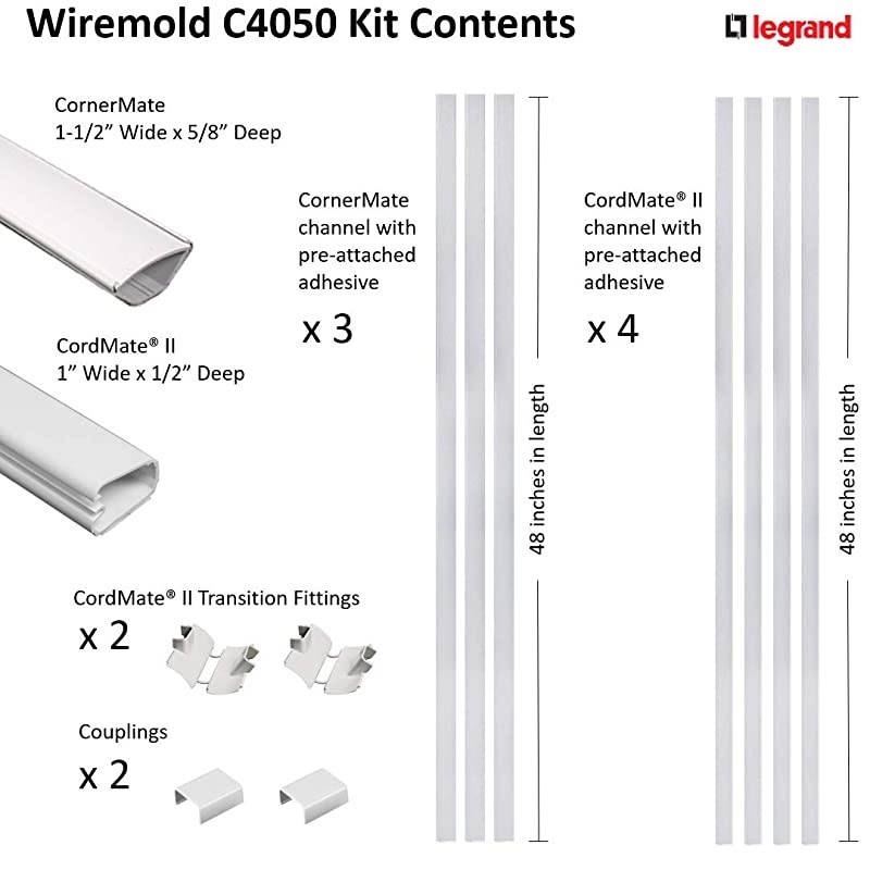Cables To Go 16319 Wiremold Home Entertainment Cord Cover Kit