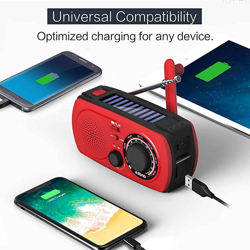 Solar Hand Crank Portable Radio NOAA Weather Radio for Household and Outdoor with AmFm Flashlight SOS Alert Cell Phone Charger 2300mAh Power Bank