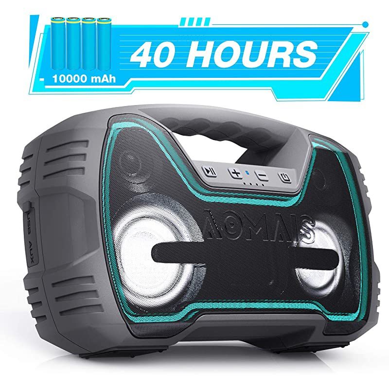 IPX7 Waterproof Bluetooth Speakers 40Hour Playtime Wireless Outdoor Speaker 25W Rich Bass Impressive Sound Stereo Pairing Builtin Mic 100ft Bluetooth LED Lights for Home Party