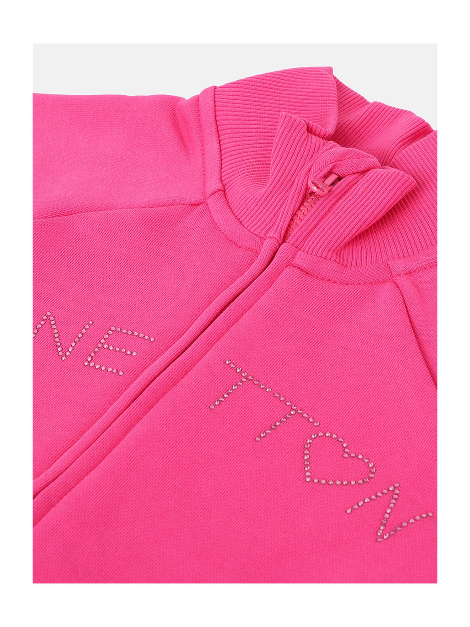 United Colors of Benetton Kids Fuchsia Embellished Full Sleeves Sweatshirt