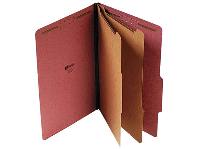 Universal 10280 Pressboard Classification Folder  Legal  6-Section  Red