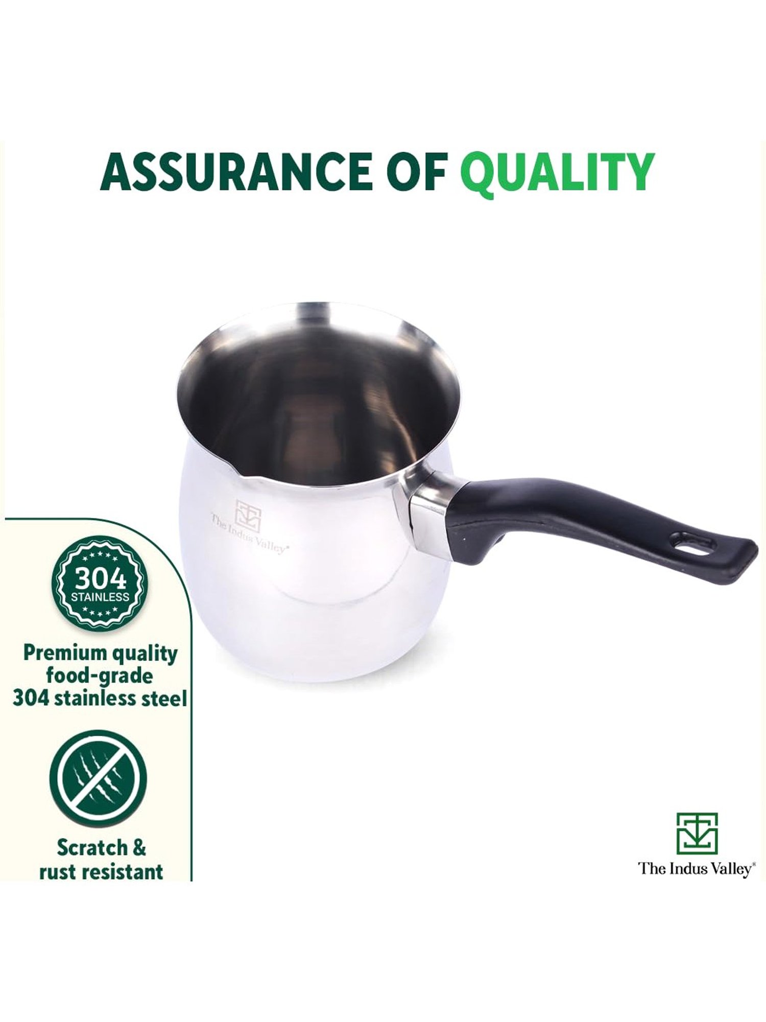 The Indus Valley Silver Stainless Steel Turkish Coffee Maker or Warmer (650 ML)