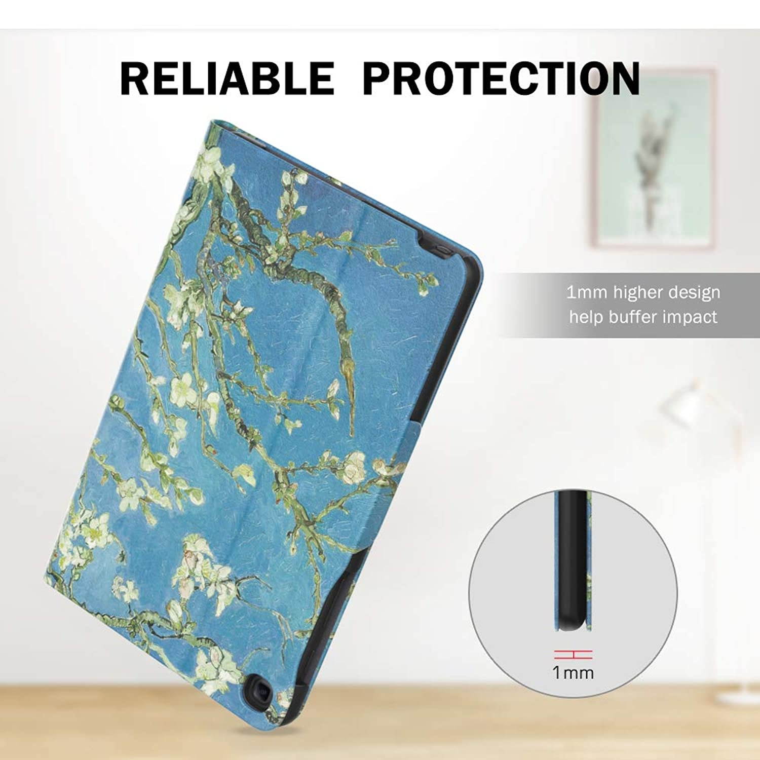 MoKo Case Fit Samsung Galaxy Tab A with S Pen 8.0 2019, Premium Light Weight Stand Folio Shock Proof Cover for Galaxy Tab A with S Pen 8.0 SM-P200 (Wi-Fi)/SM-P205 (LTE) 2019 Tablet - Almond Blossom
