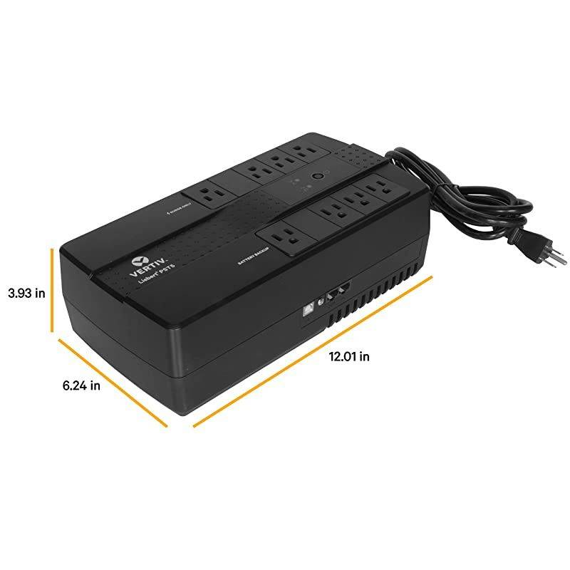 Vertiv  PST5 350VA 200W UPS with Battery Backup & Surge Protection, Eight outlets and a Three-Year, Full Unit Warranty (PST5-350MT120)