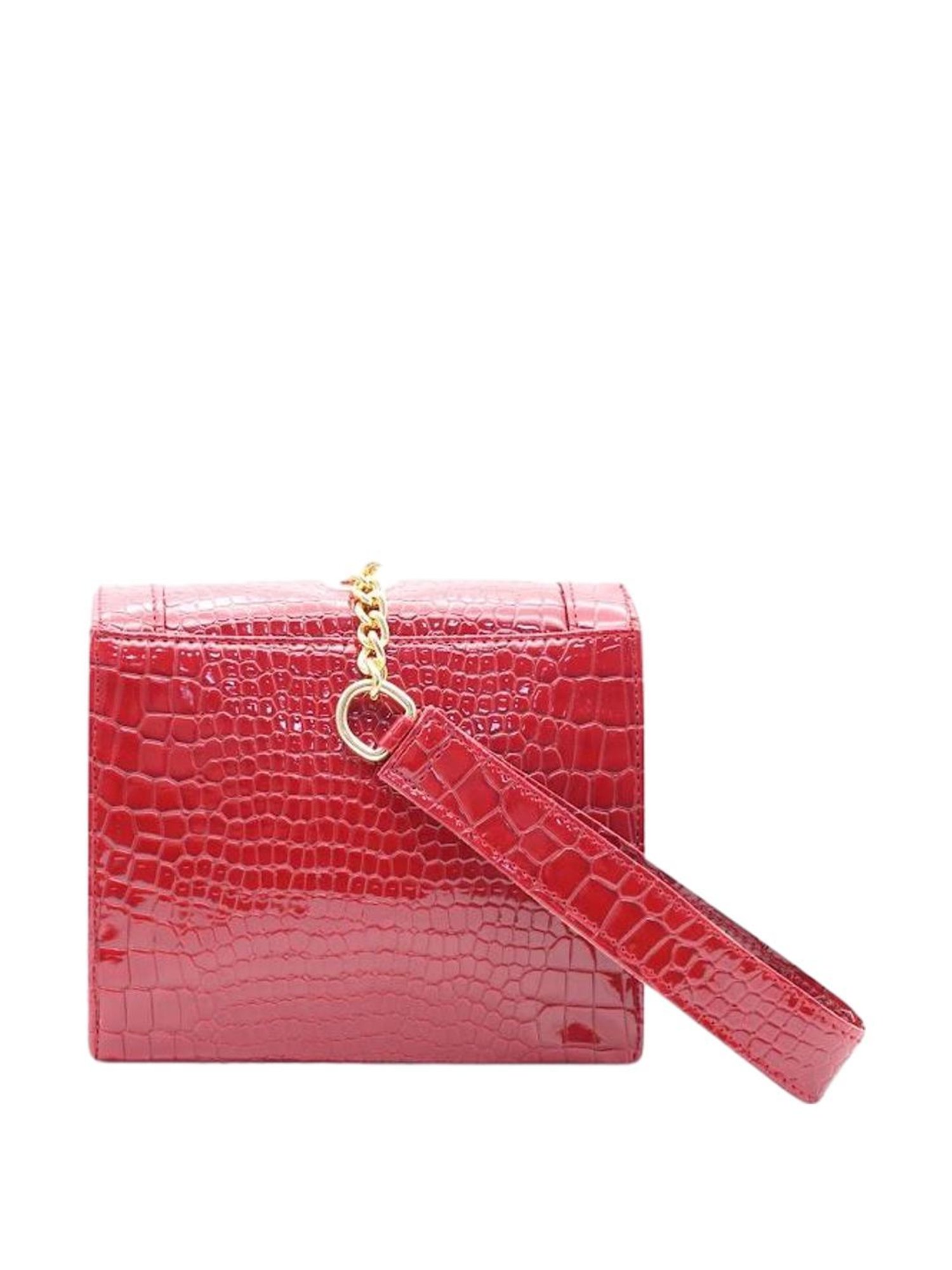 THE HOLISTIK Glititer II Red Textured Medium Handbag