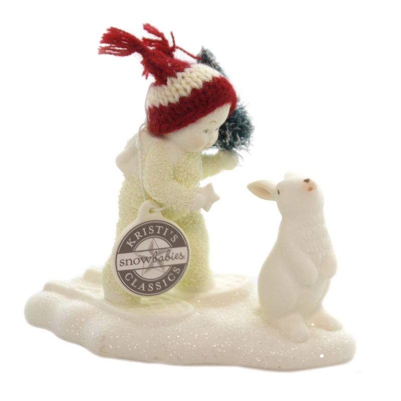 Dept 56 Snowbabies 4.0" Special Delivery Bunny Tree  -  Decorative Figurines