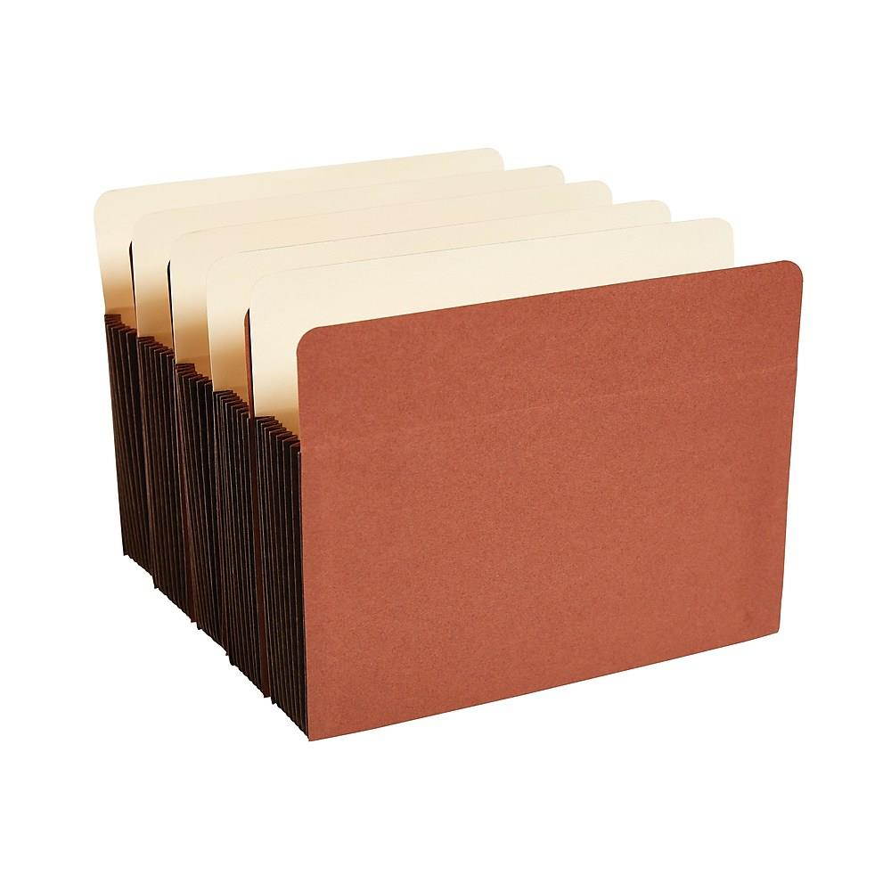 Staples Expand File Pocket w/Tyvek Reinf 7" Exp Straight Tab Ltr Br 5/PK