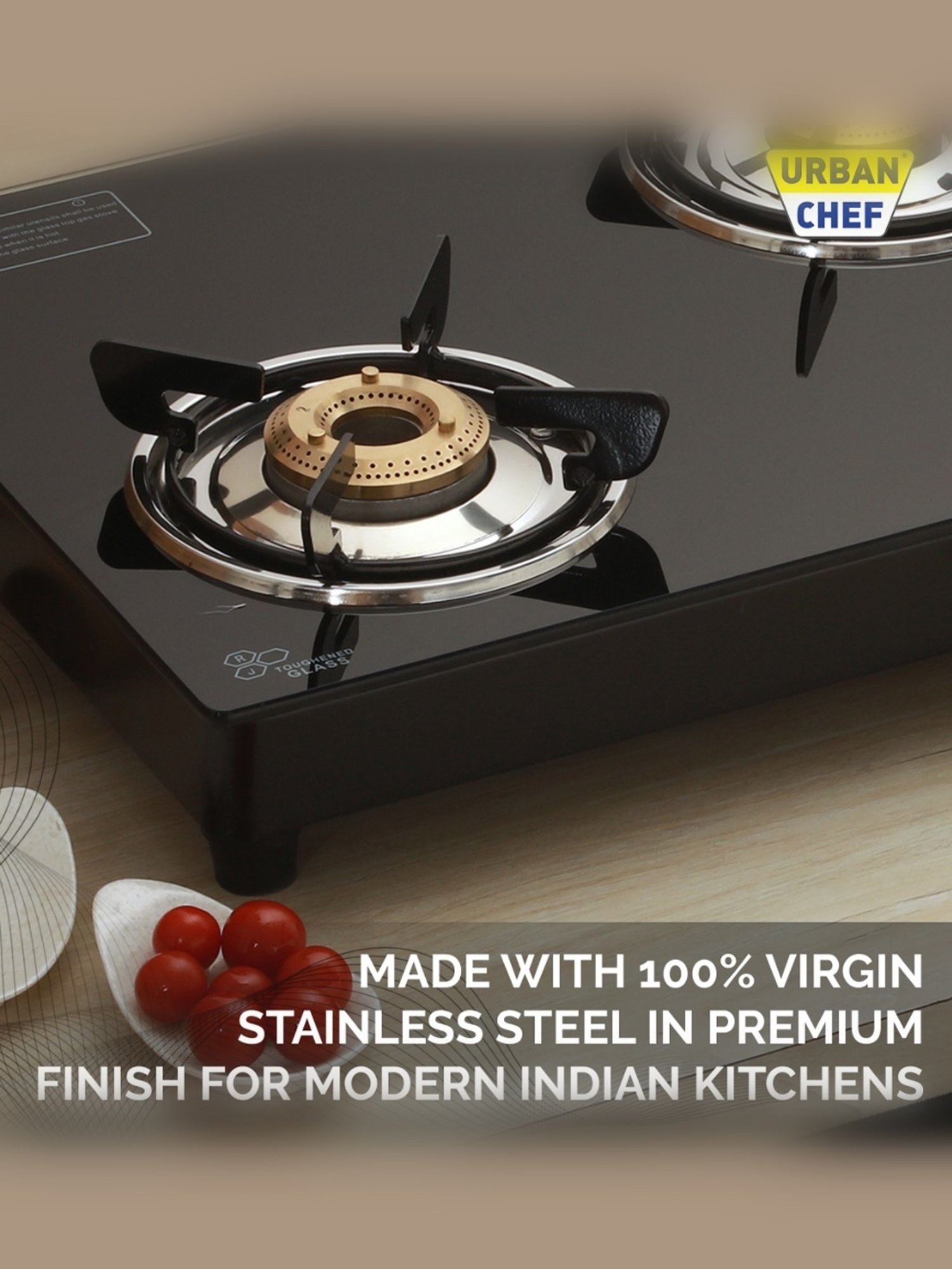 Urban Chef Gas Stove with 3 Burners ( Black )