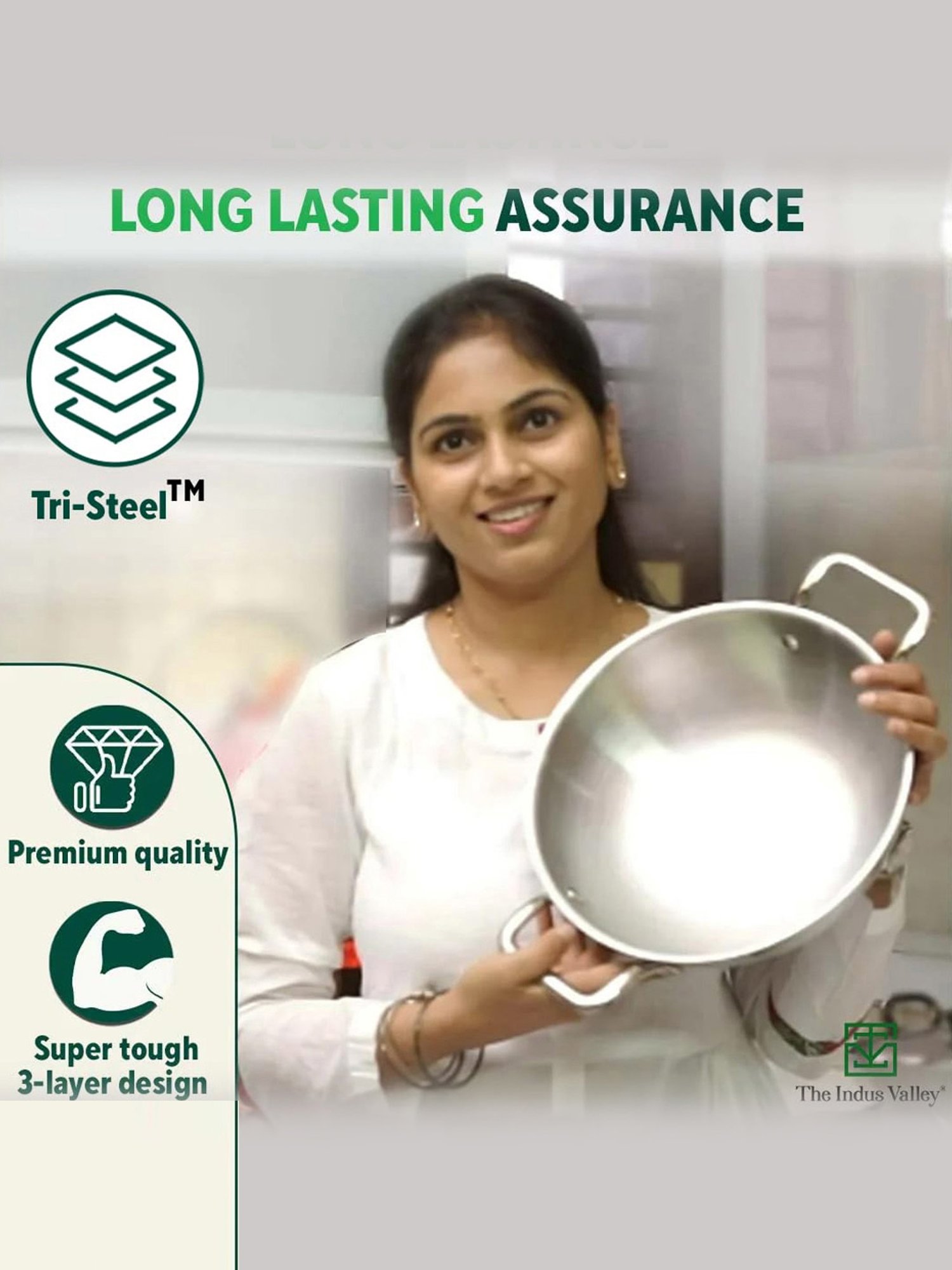 The Indus Valley Silver Stainless Steel Cookware set