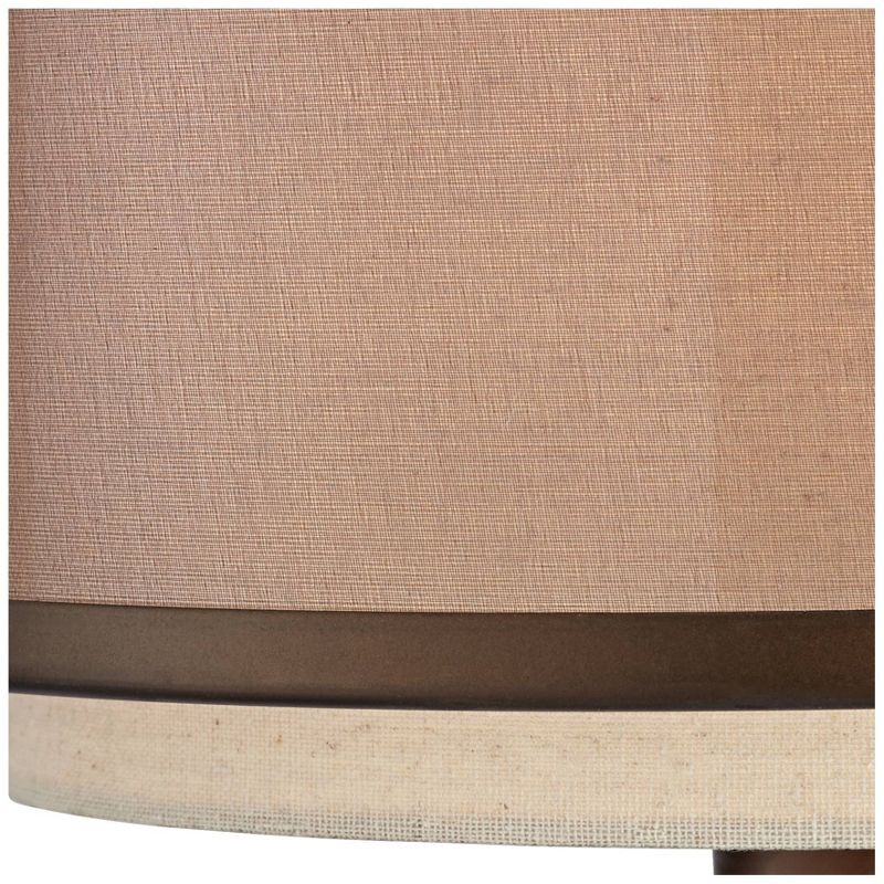 Franklin Iron Works Rustic Farmhouse Swing Arm Wall Lamp Oiled Bronze Plug-In Light Fixture Double Drum Shade for Bedroom Bedside