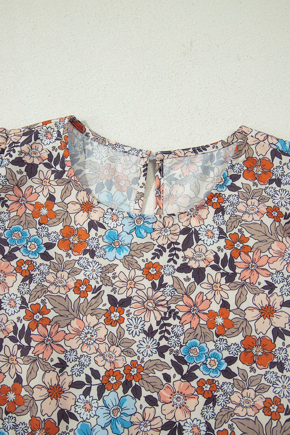 White Frill Mock Neck Sleeveless Tiered Floral Dress