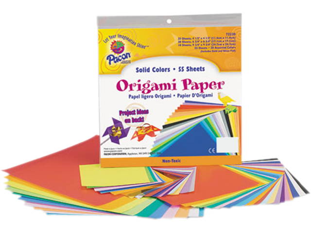 Pacon 72230 Origami Paper, 30 lbs., 9-3/4 x 9-3/4, Assorted Bright Colors, 55 Sheets/Pack