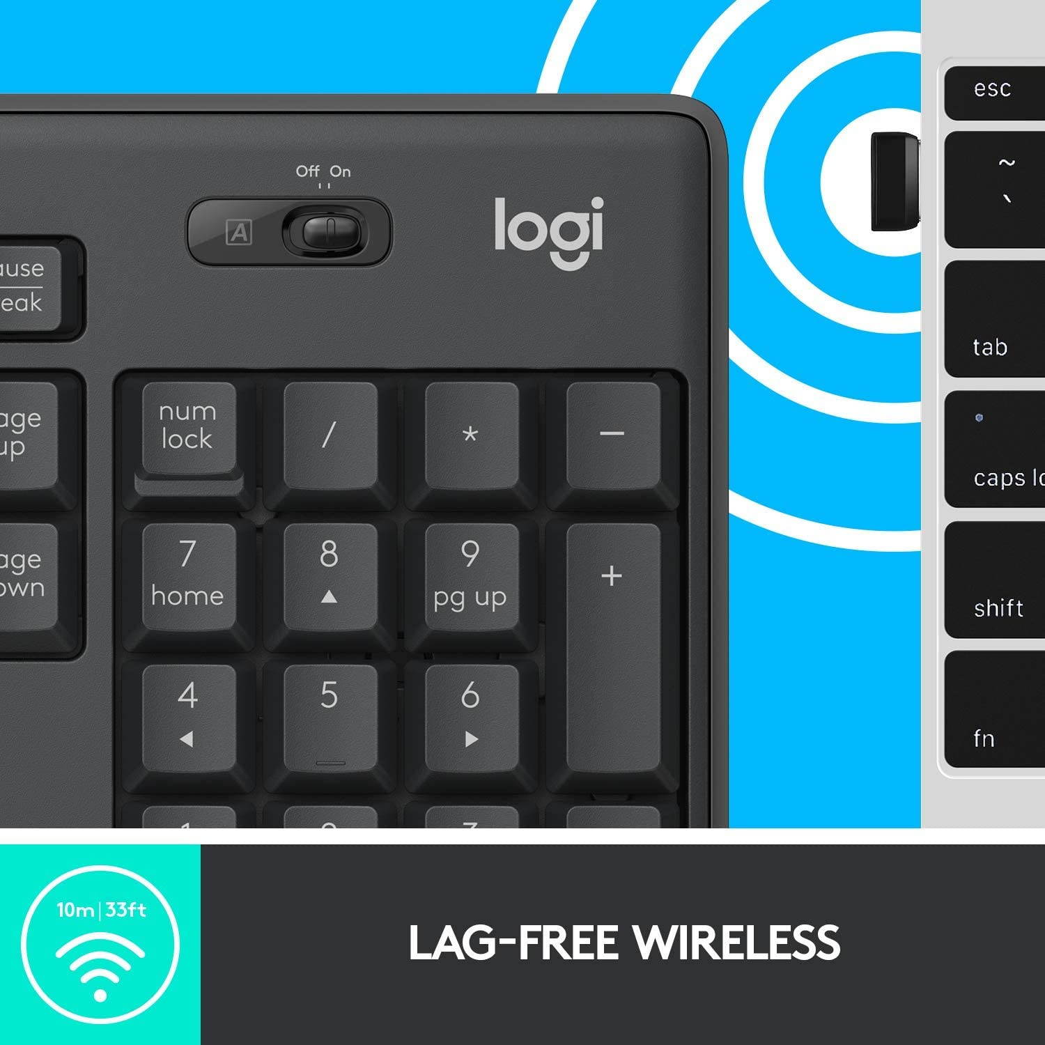 Updated Logitech MK295 Wireless Mouse & Keyboard Combo with SilentTouch Technology, Full Numpad, Advanced Optical Tracking, Lag-Free Wireless
