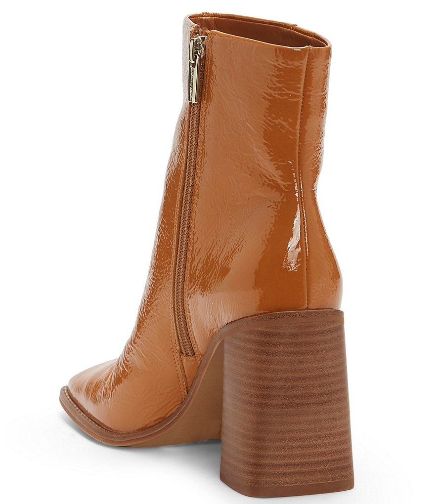 Vince Camuto Eshera Patent Leather Square Toe Block Heel Booties