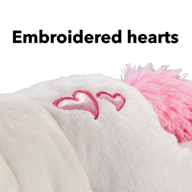 HearthSong - Large Super Soft Dazzle the Plush Unicorn with Embroidered Hearts and Sparkly Pink Horn and Collar