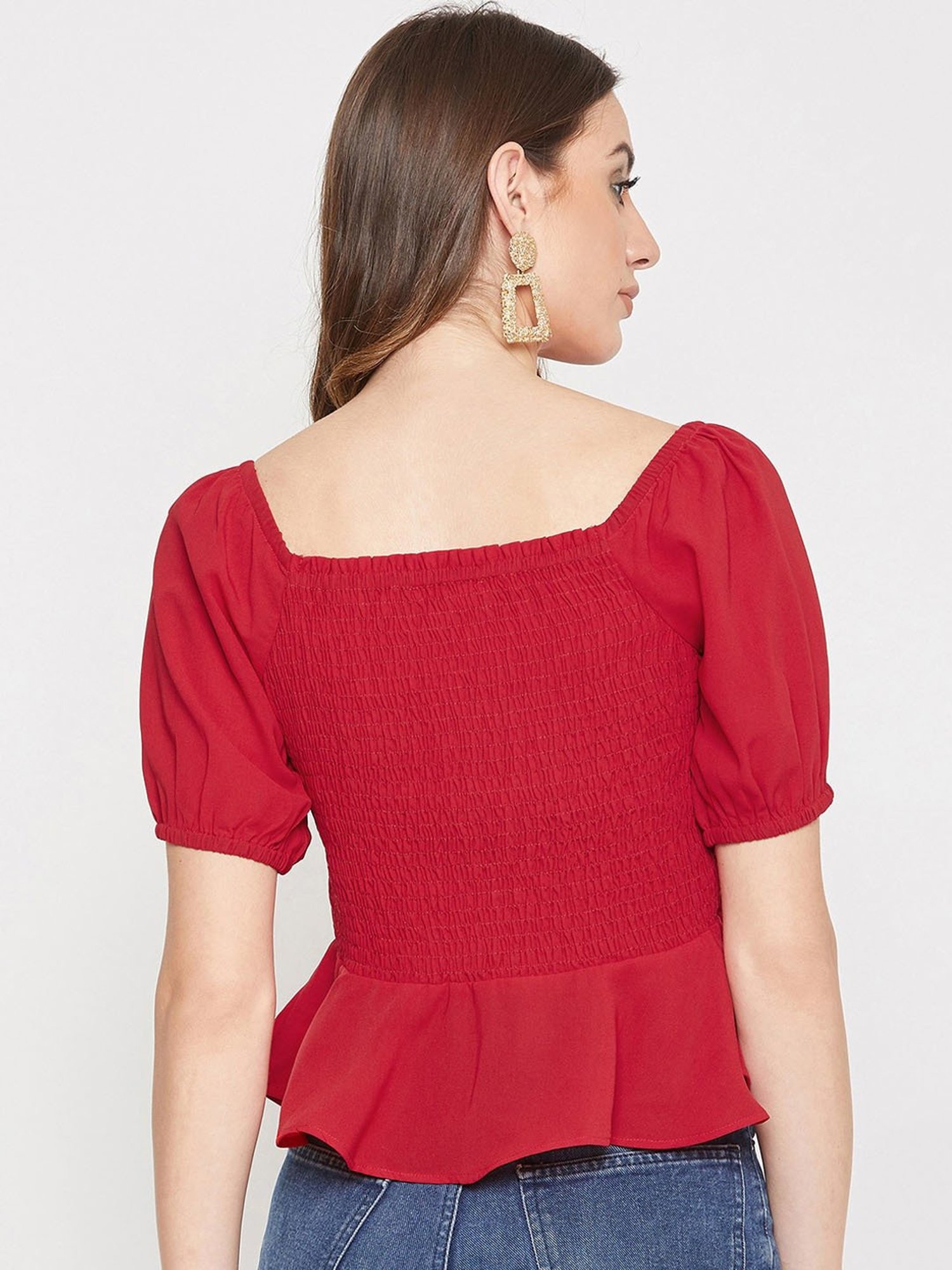 Marie Claire Red Peplum Top