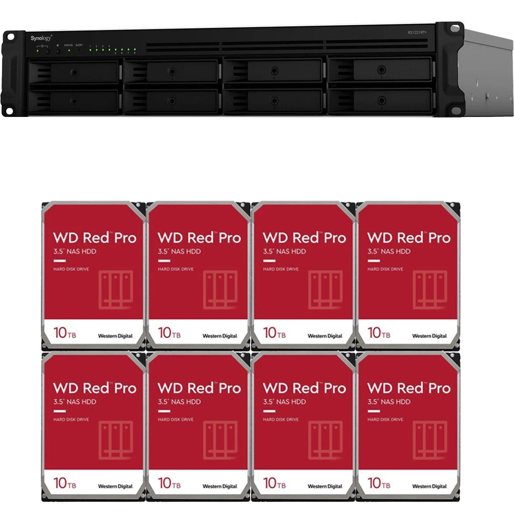 Synology RS1221RP+ RackStation with 32GB RAM and 64TB (8 x 8TB) of Western Digital RED PRO NAS Drives Fully Assembled and Tested By CustomTechSales