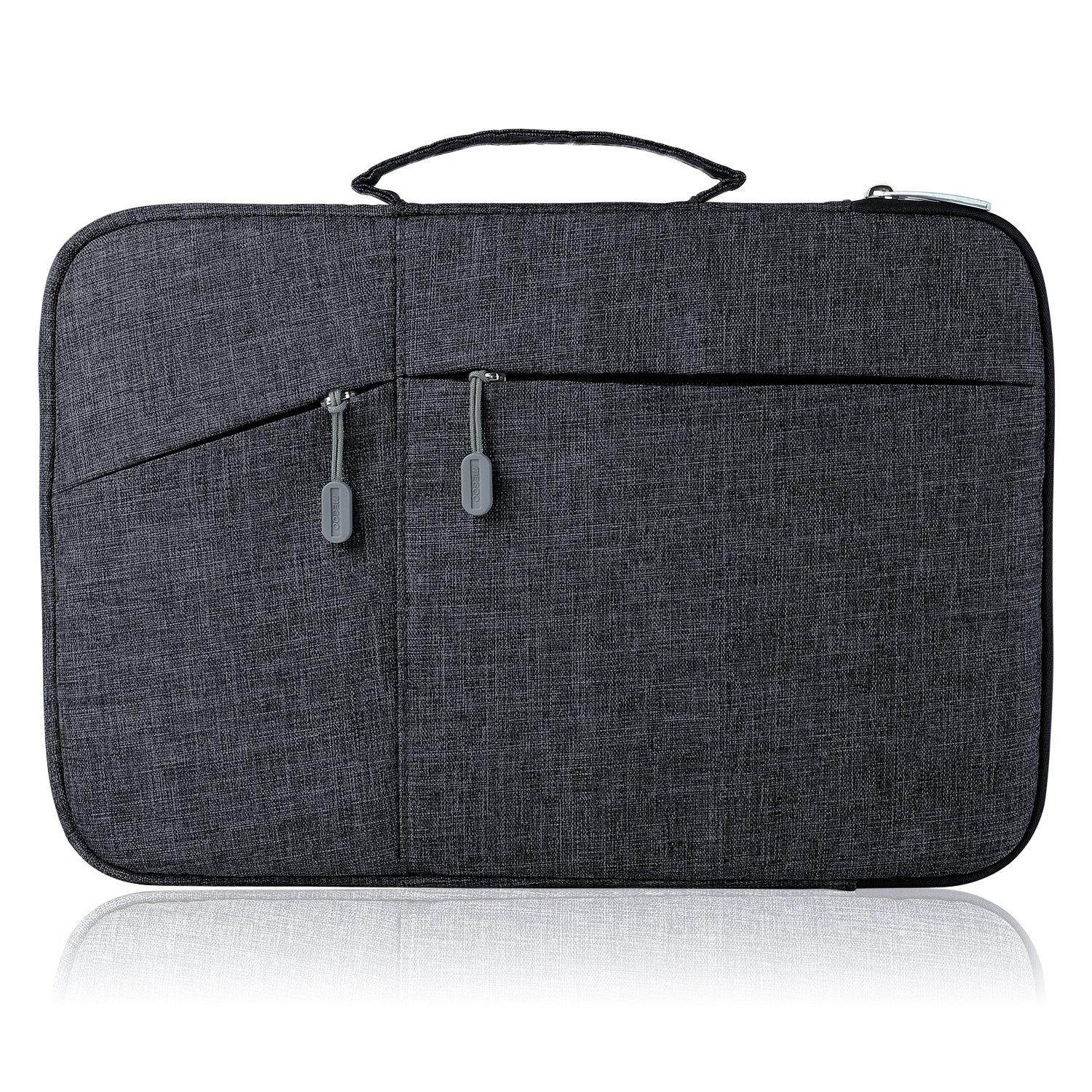 Megoo 12Inch Sleeve Case for Microsoft New Surface Pro 5/4/3/6 12.3", 11" 12" Macbook/Dell/Chromebook/Samsung Galaxy Book Tablet Laptop Slim Water Resistant Carrying Case with Handle and Pocket(Black)