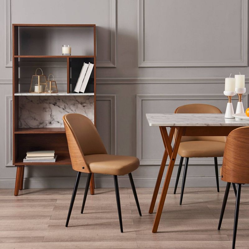 Layton Chair with Benwood Back Metal Leg Khaki/Cherry Wood Finish - Versanora