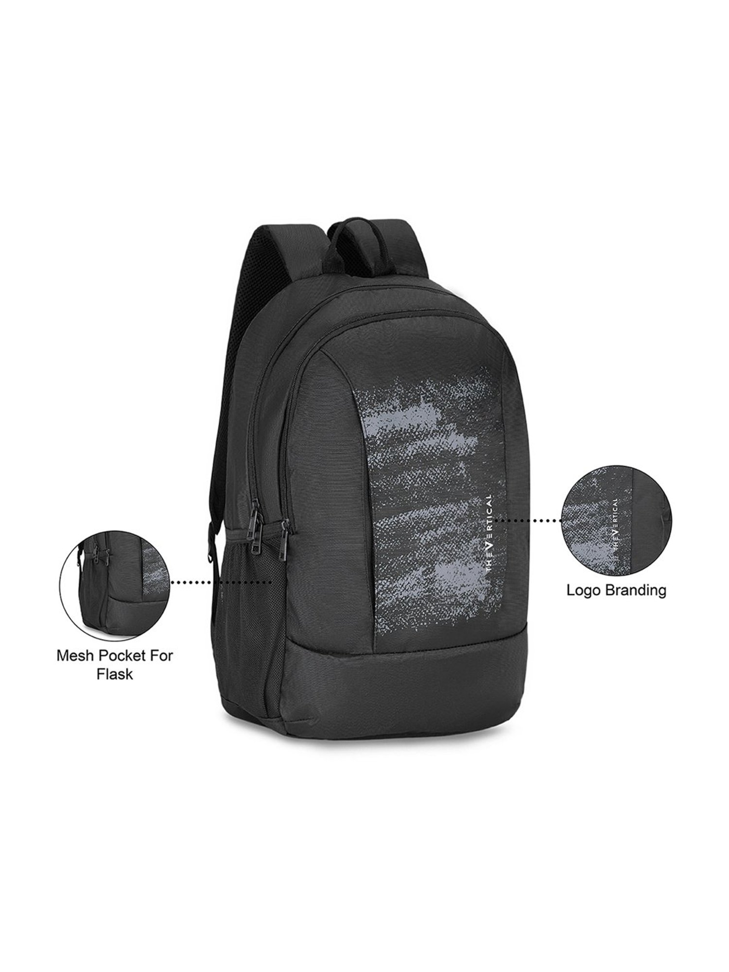 The Vertical Jace Black Textured Medium Backpack