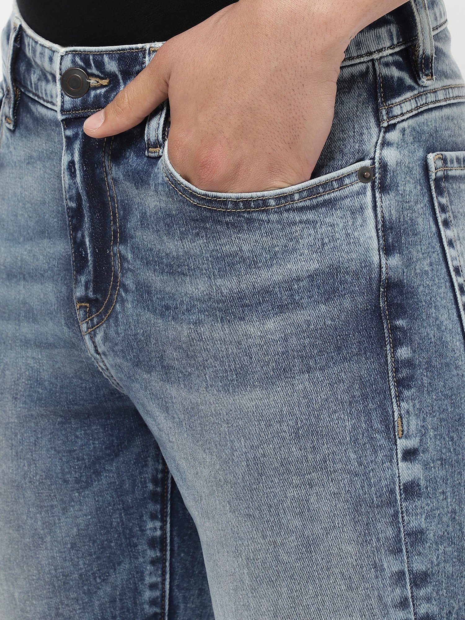 Passion Light Blue Comfort Fit Heavily Washed Jeans