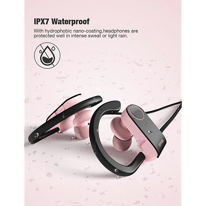 Pink Headphones  Best Bluetooth Headphones Wireless Earbuds for Women Girls Stereo Bass inEar IPX7 Waterproof Running Sports Earphones