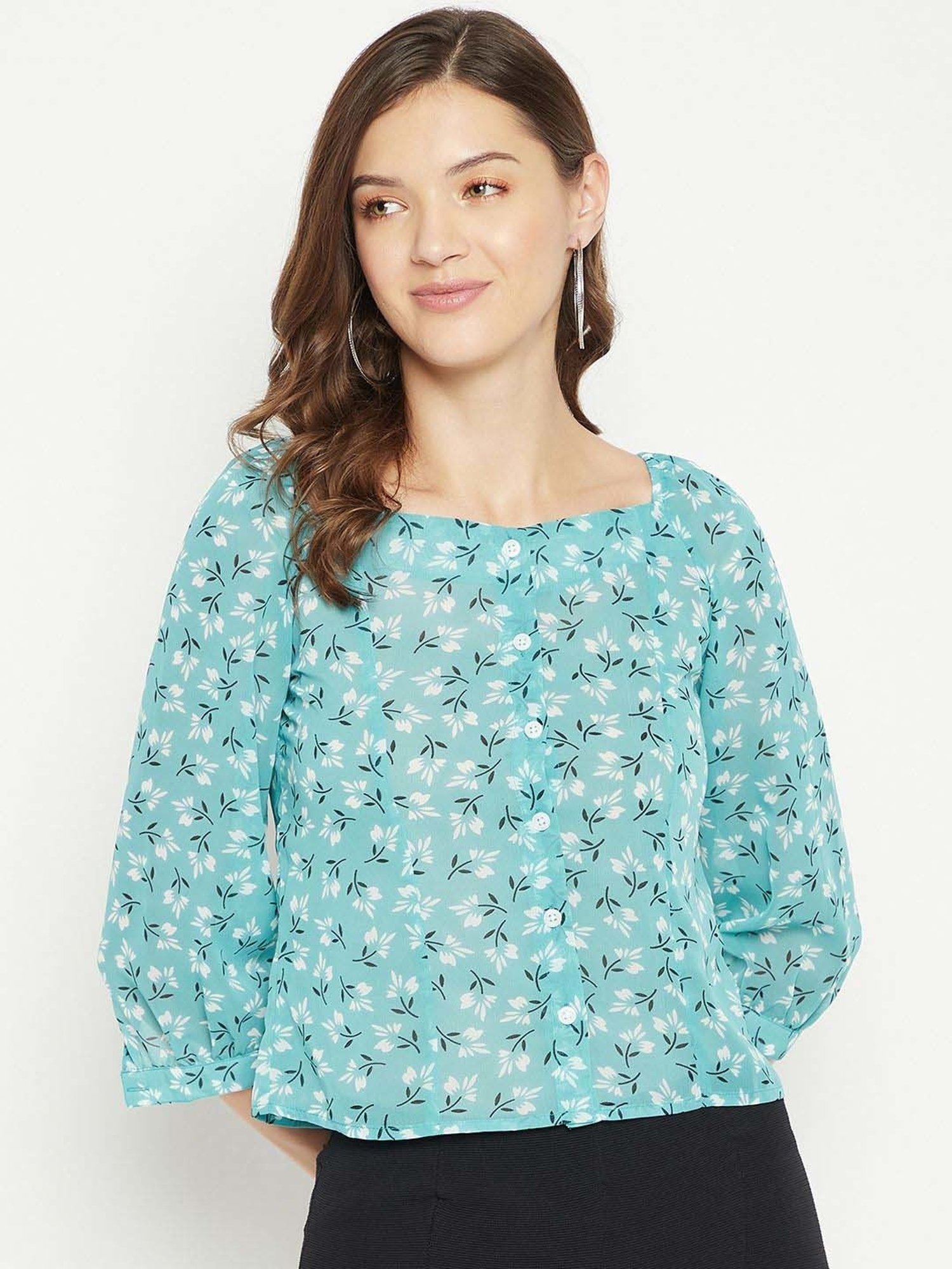 PURYS Blue Printed Top