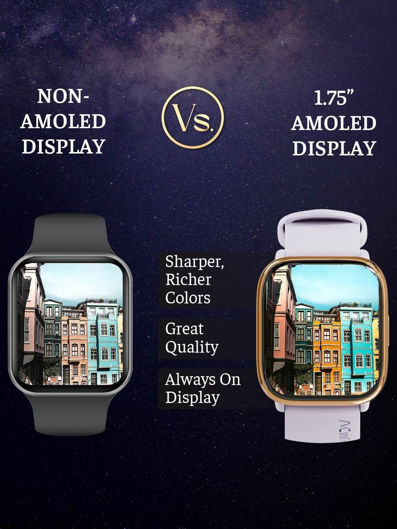 ACwO FwIT Play BT Calling Smartwatch with 1.75 inch TruTouch AMOLED Display (Black)